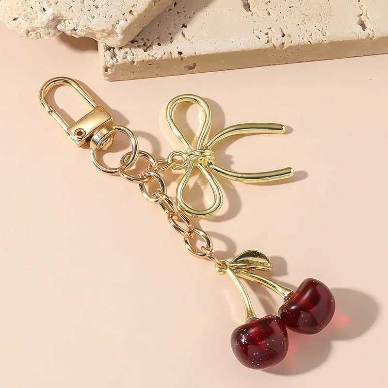 Cherry Pendant Keychain for Women Cute Bag Decoration Multifunctional Jewelry Car Key Accessories Trendy Charm Keyring S250815