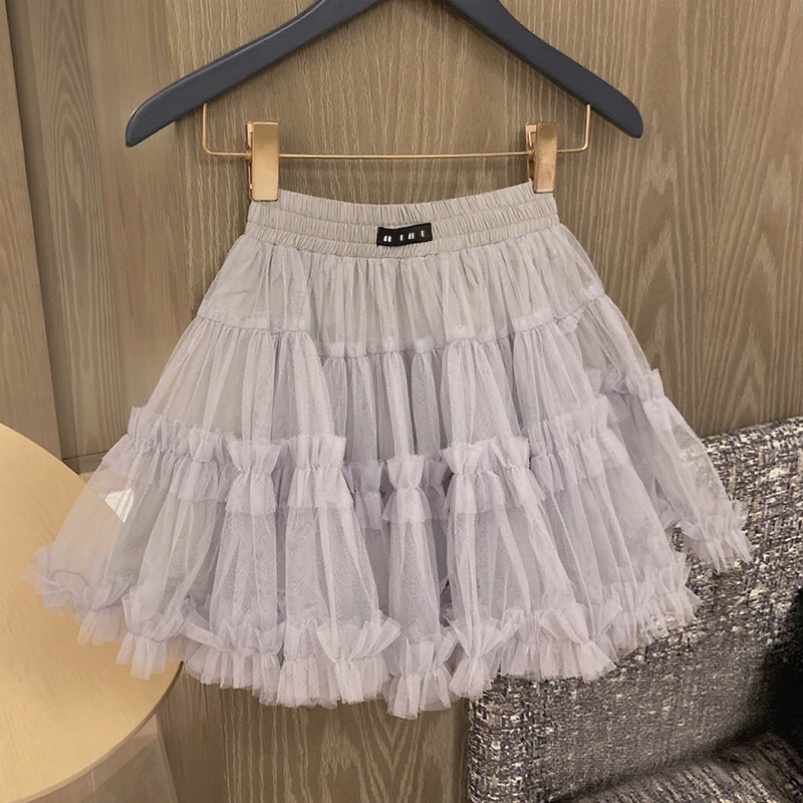 Designer Mesh Pleated Skirt Women Y2k Style Elastic Waist Puffy Cake Skirts Birthday Dinner Party Princess Dress