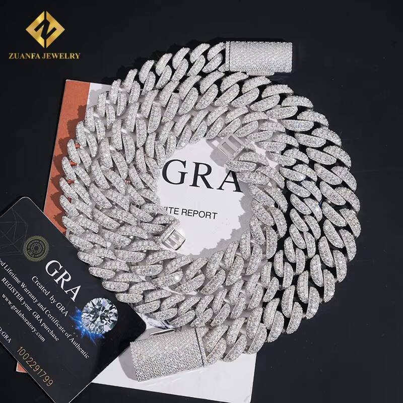 18mm Cuban Link Chain Bracelet 925 Sterling Silver Moissanite Fashion Pass Diamond Tester Fire Jewelry Iced Out Hip Hop Style