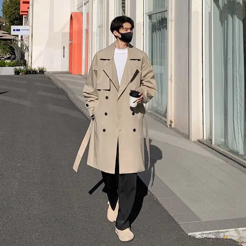 2025 Autumn Long Style Coat Men Fashion Male Trench Coat Mens Casual Windbreakers Male Good Quality Jackets Men Size M-4XL W250815
