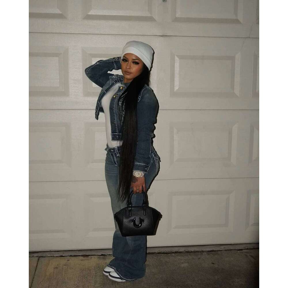 Retro Dark Blue Straight Wide Leg Buddha Embroider Denim Pants Casual High Street Y2k Jeans Haruku Women Clothing