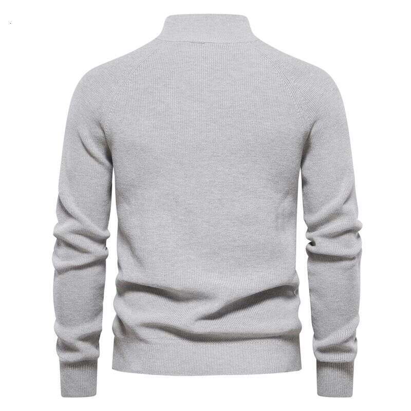 Men's Long Sleeved Half Zip Stand Up Collar Solid Color Cross Border Casual Fashion Sweater