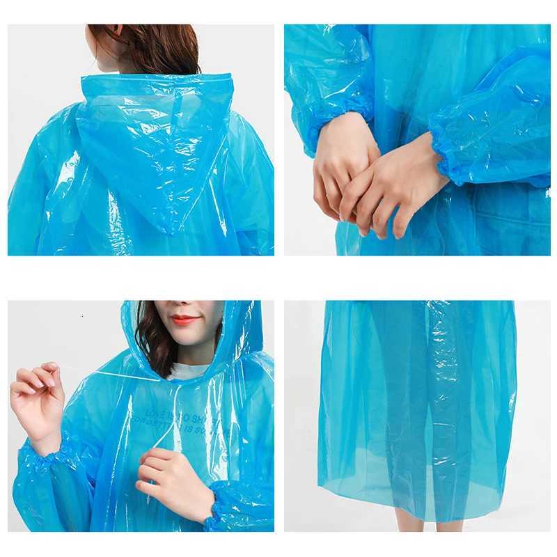 1 pcs Fashion Ms. Mens Raincoat Thicken Waterproof Adult Transparent Camping Hooded Outdoor Portable Disposable Poncho Y250814