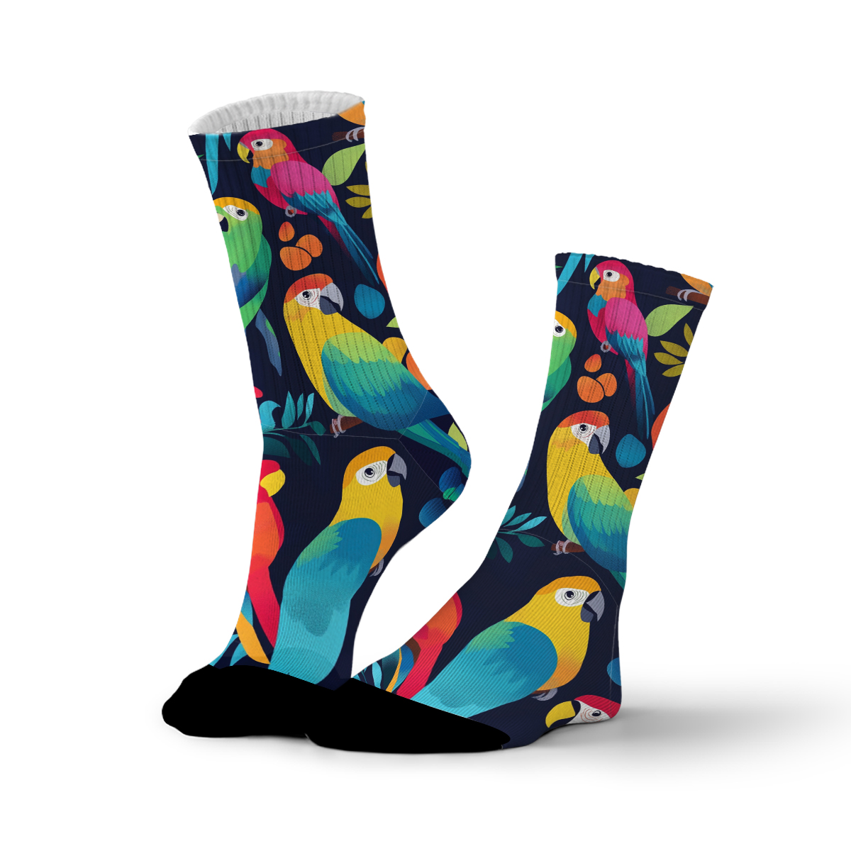 Vibrant Parrot Print Unisex Tube Designer Sock C149