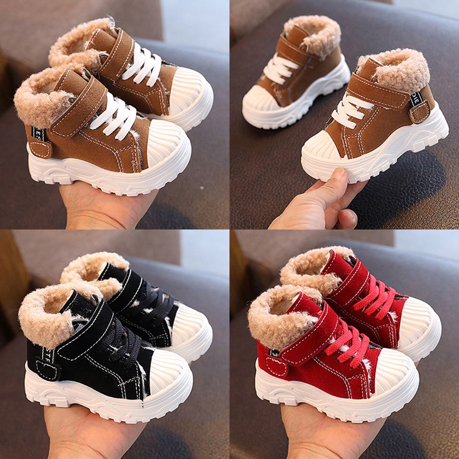 Children Warm Boots Winter New Boys Plus Thicken Velvet Cotton Shoes Kidsnest Girls Waterproof Short Boots Baby Infant Cotton Boots Size US 5C-12.5C