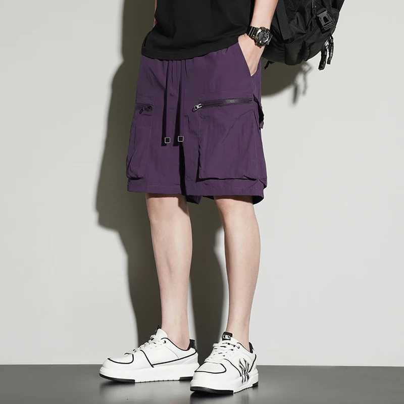 Workwear shorts for men summer loose sports shorts summer mens ice silk casual cropped pants Y250814