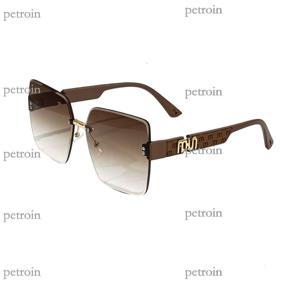 New Large Frame Gradient Pigment Street Style for Men and Women, High-End Rimless Glasses, Face Slimming Sunglasses