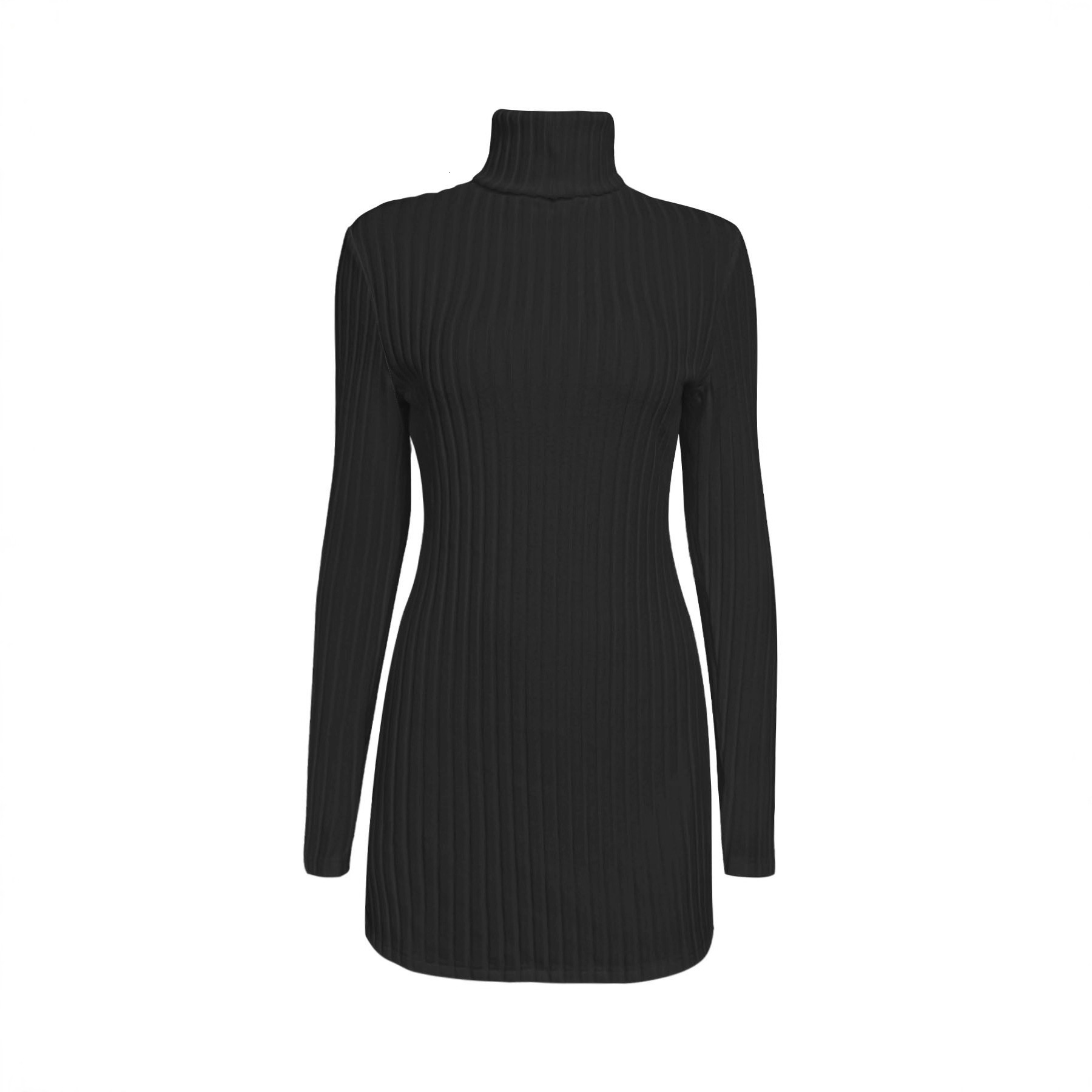 Women's Plus Size High Neck Pullover Sweater with Slit Slim Fit Base Shirt Ribbed Striped Mid-Length Top