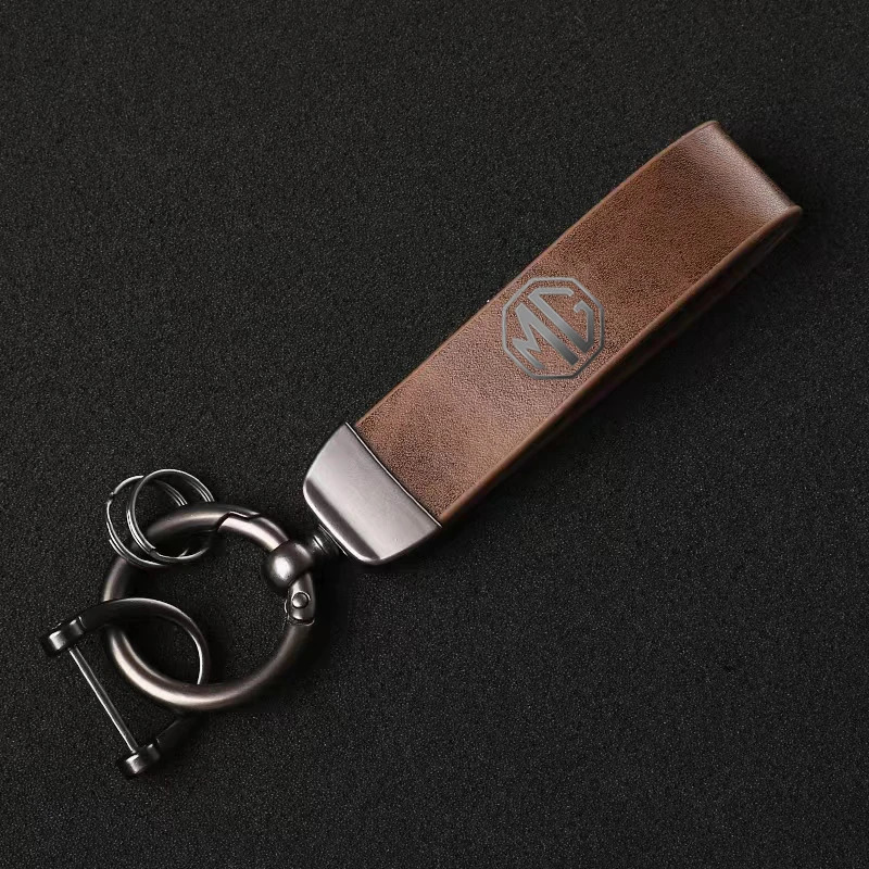 Leather Carbon Fiber Car Rings Keychain Zinc Alloy Keyrings For MG with car accessories 250811