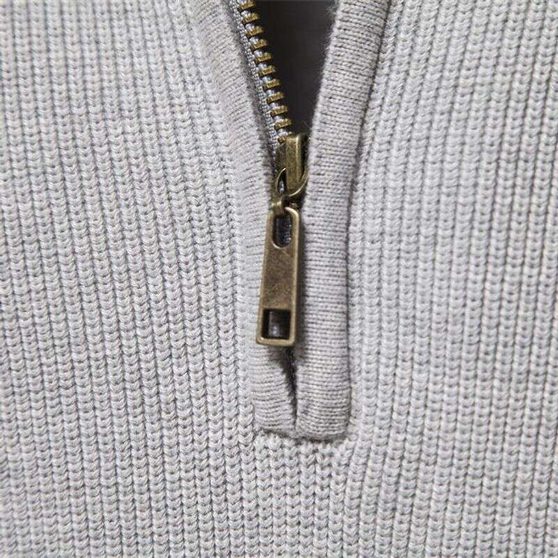 Men's Long Sleeved Half Zip Stand Up Collar Solid Color Cross Border Casual Fashion Sweater
