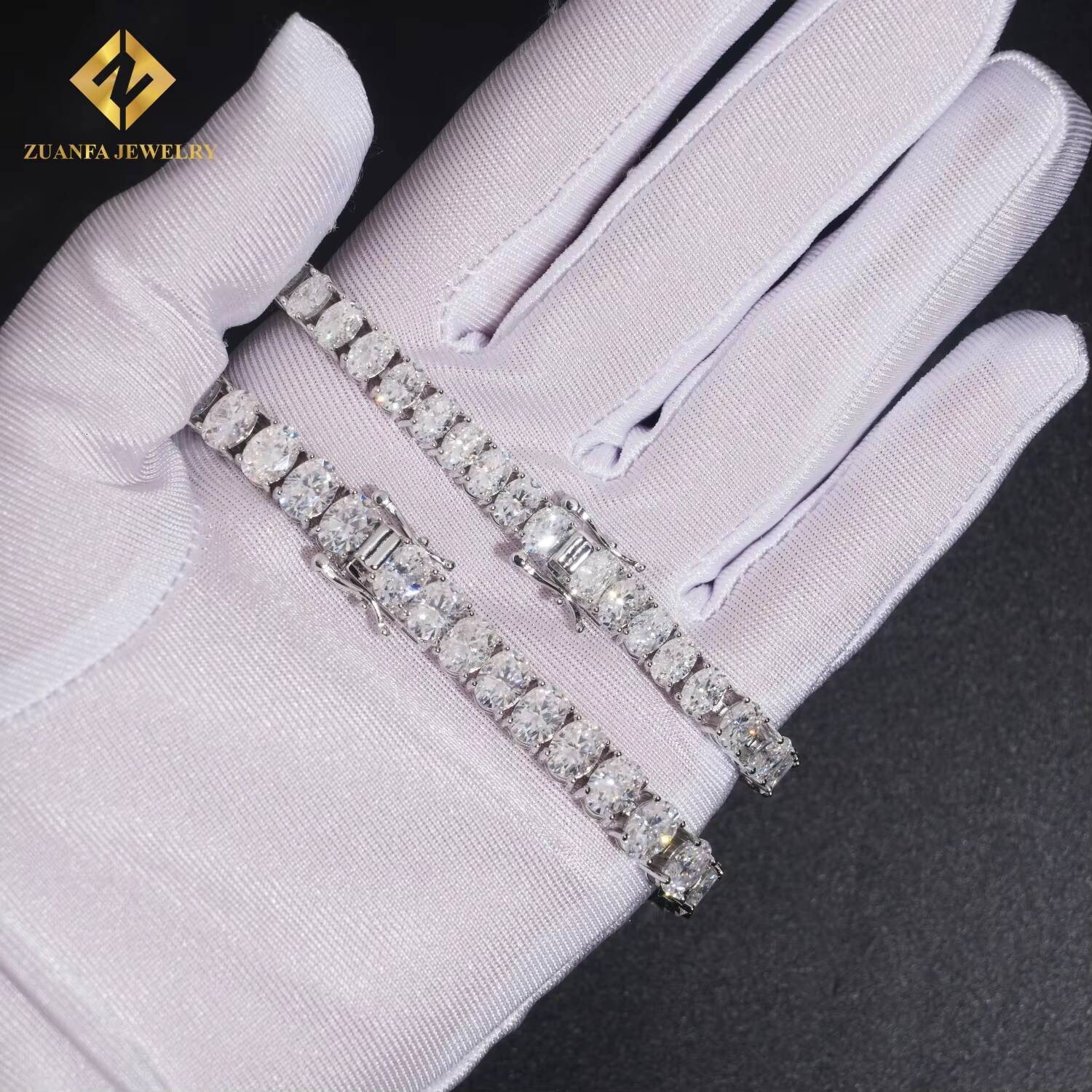 New Fashion Hot Selling Iced Out Hip Hop 925 Silver VVS1 Moissanite Diamond Cluster Tennis Chain Necklace