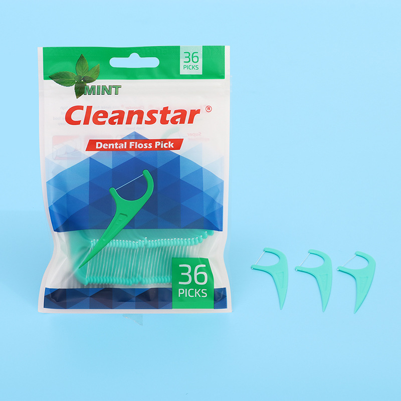 36-piece bag of premium portable dental floss sticks that are gentle on gums, suitable for hotels and home use, with bow-shaped floss picks
