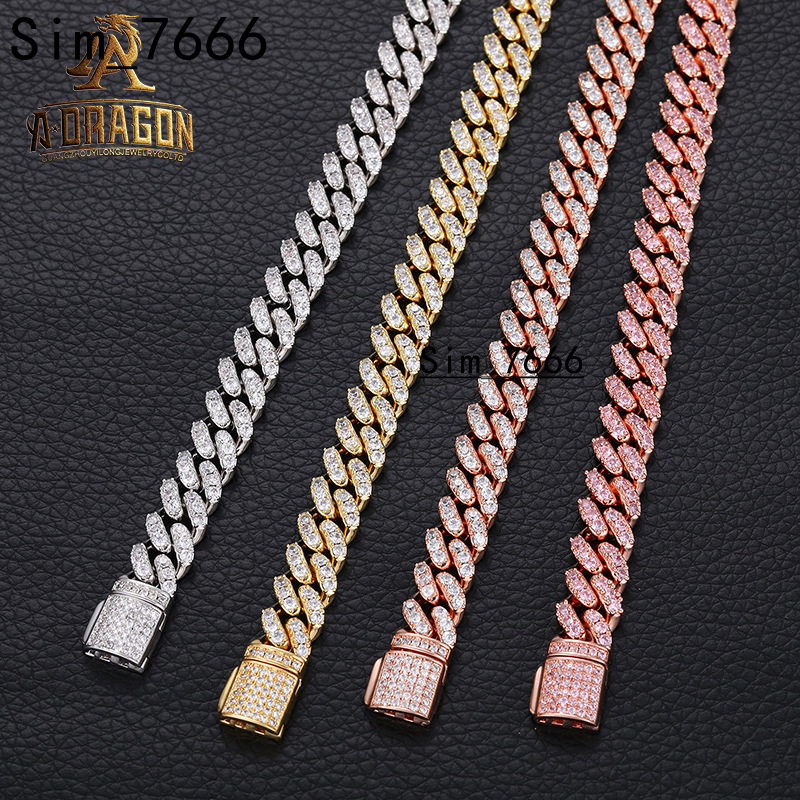 22mm 18 VVS Moissanite Diamond Cuban Necklace Custom Baguette Link Chain Hip Hop Fine Jewelry for Rapper