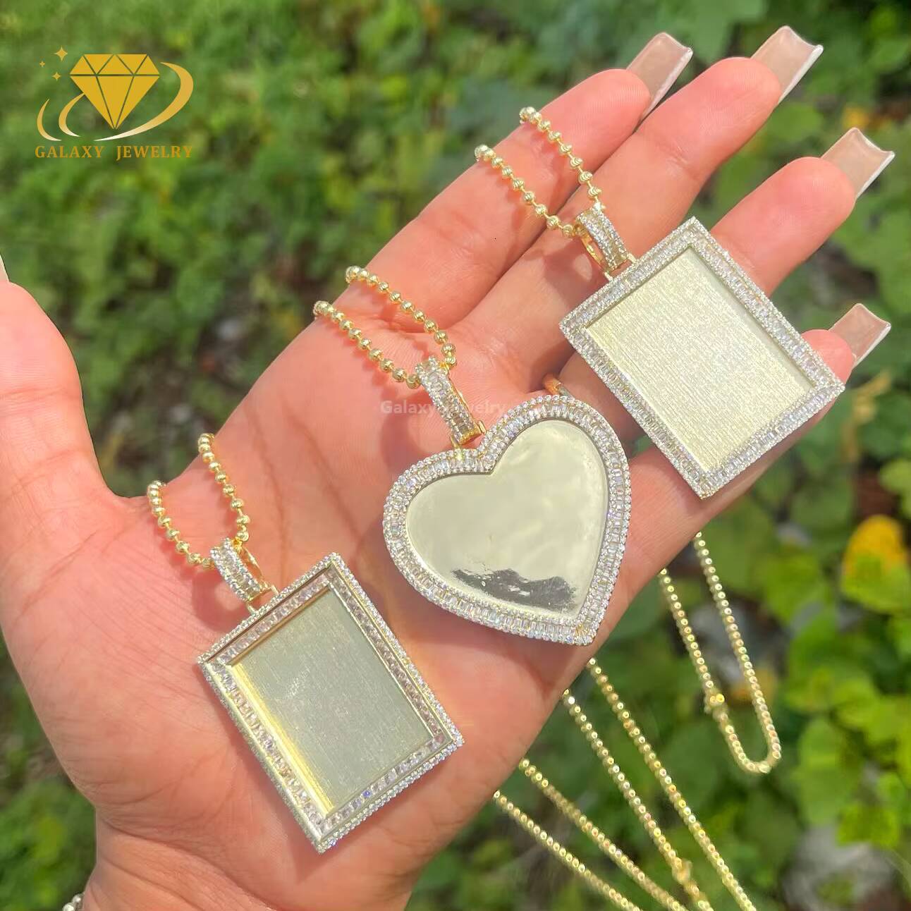 Gold Plated Hip Hop Picture Pendant Necklace Custom Jewelry Charm Fashion Personalized Frame Iced Out Moissanite Photo Pendants