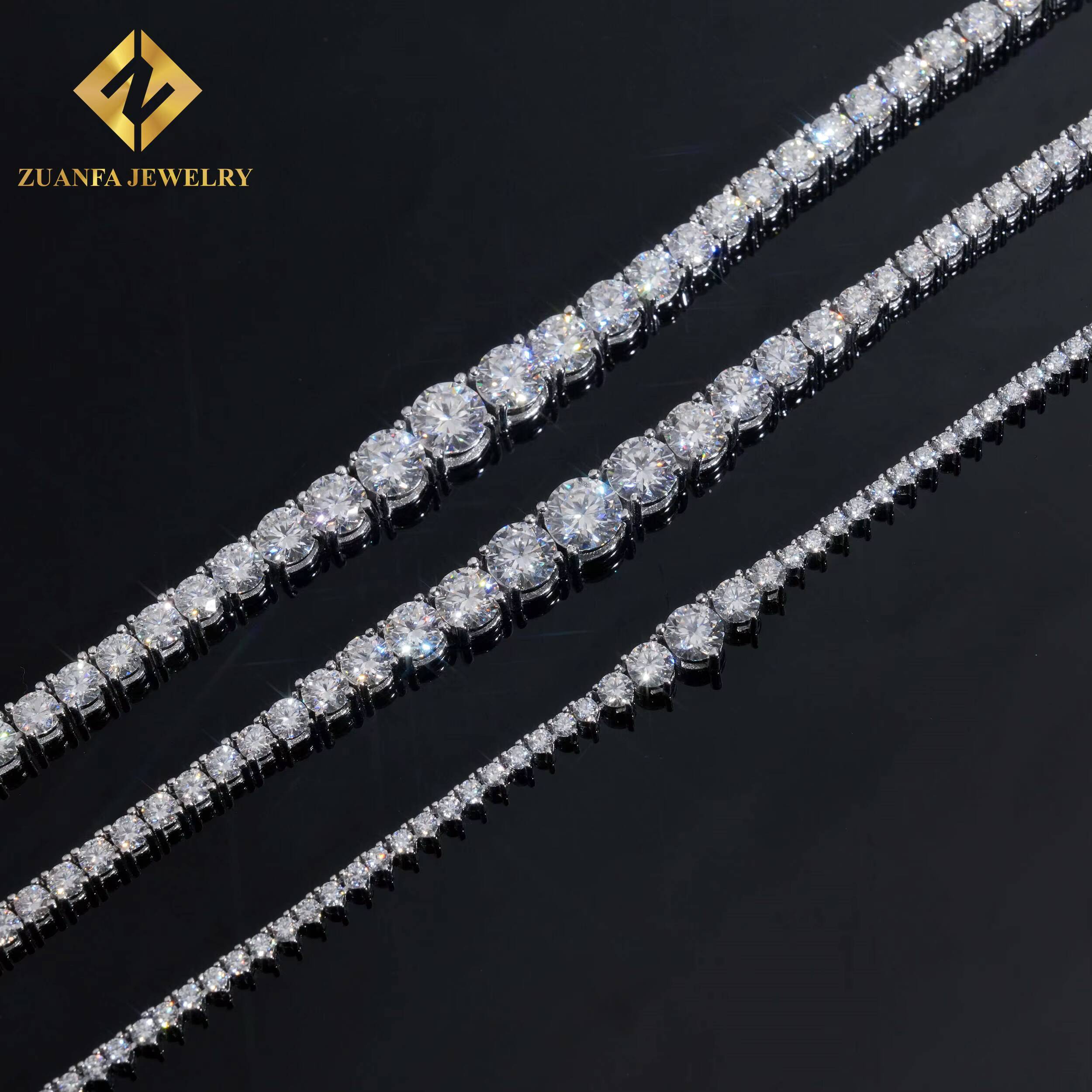 Fine Jewelry Popular Moissanite Tennis Chain Fashion Sterling Silver 2MM 3MM 4MM VVS Moissanite Tennis Necklace Hip Hop Jewelry