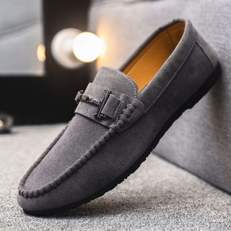 Lefu Single Low Top Round Head Lazy Men's 2025 Comfortable Handmade Leather Shoes, Soft Sole, Casual One Step Kick