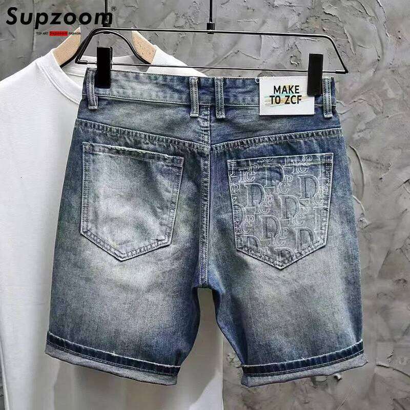 Supzoom New Arrival Hot Sale Fashion Summer Zipper Fly Stonewashed Casual Cargo Patchwork Cotton Denim Pockets Jeans Shorts Men