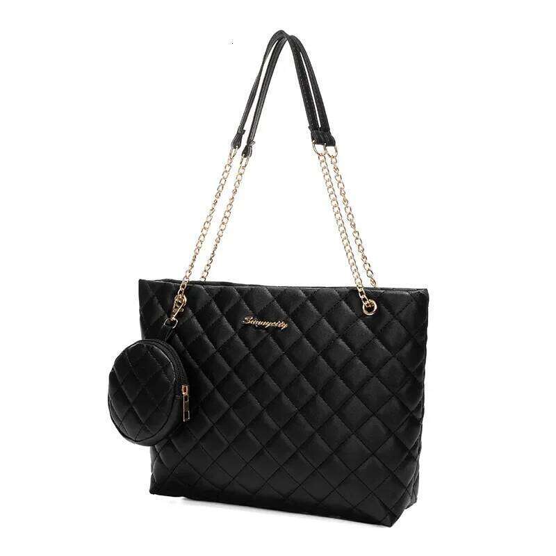 Rhombic Embroidered Mini Wallet Charm Tote New Stylish Minimalist Letter Embellished Chain Shoulder Bag