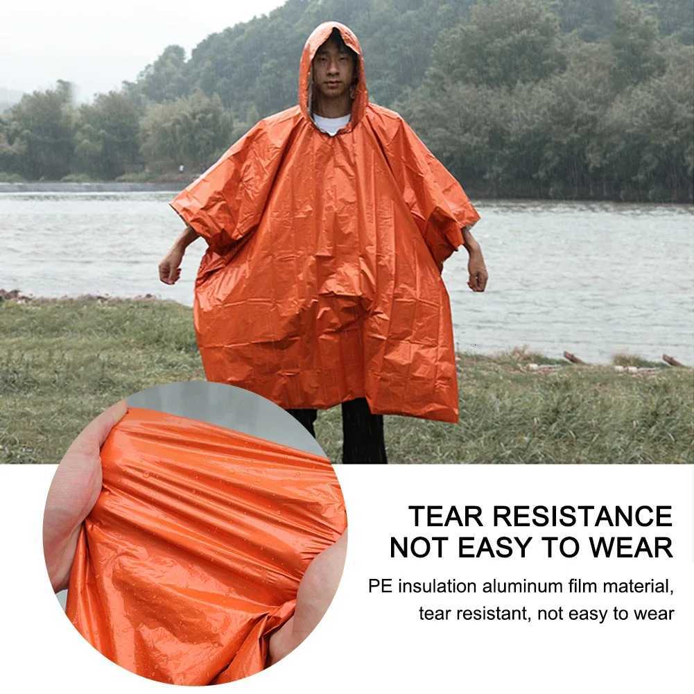 Orange Waterproof Hooded Rain Poncho Raincoat for Outdoor Hiking Bike Cycling Rainwear Thickened Reflective Raincoat Y250814