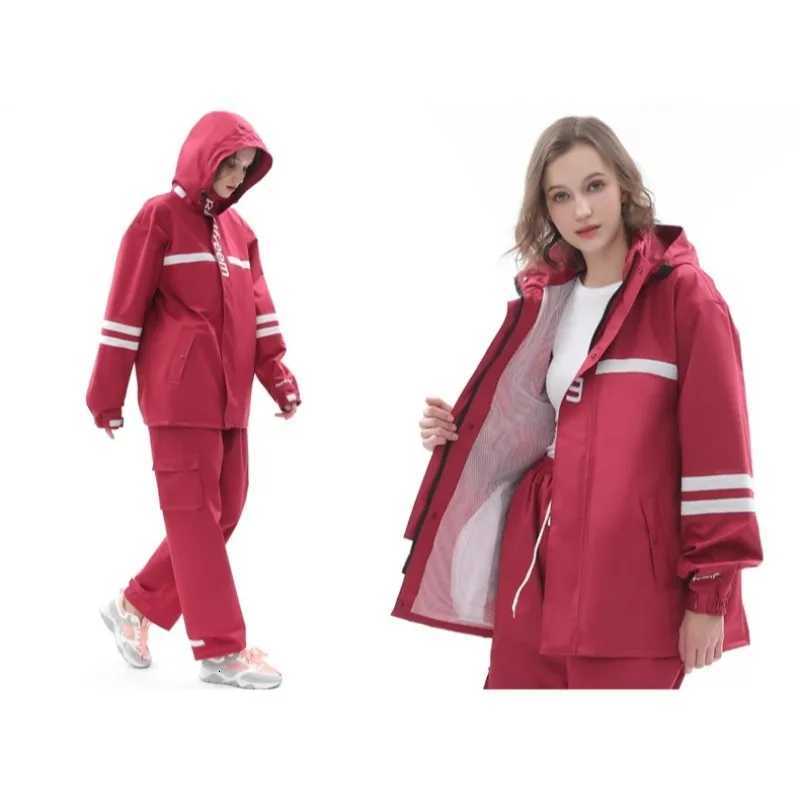 Two-piece Raincoat Rainstorm Proof Thickened Reflective Motorcycle Riding Raincoat Double-layer Men Rain Pants Y250814