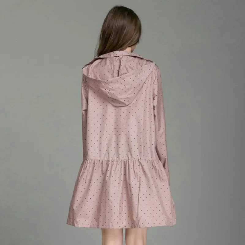 New Fashion Lightweight Women Raincoat With Hat Laydies Dress Style Rain Coat Waterproof Rainwear Y250814