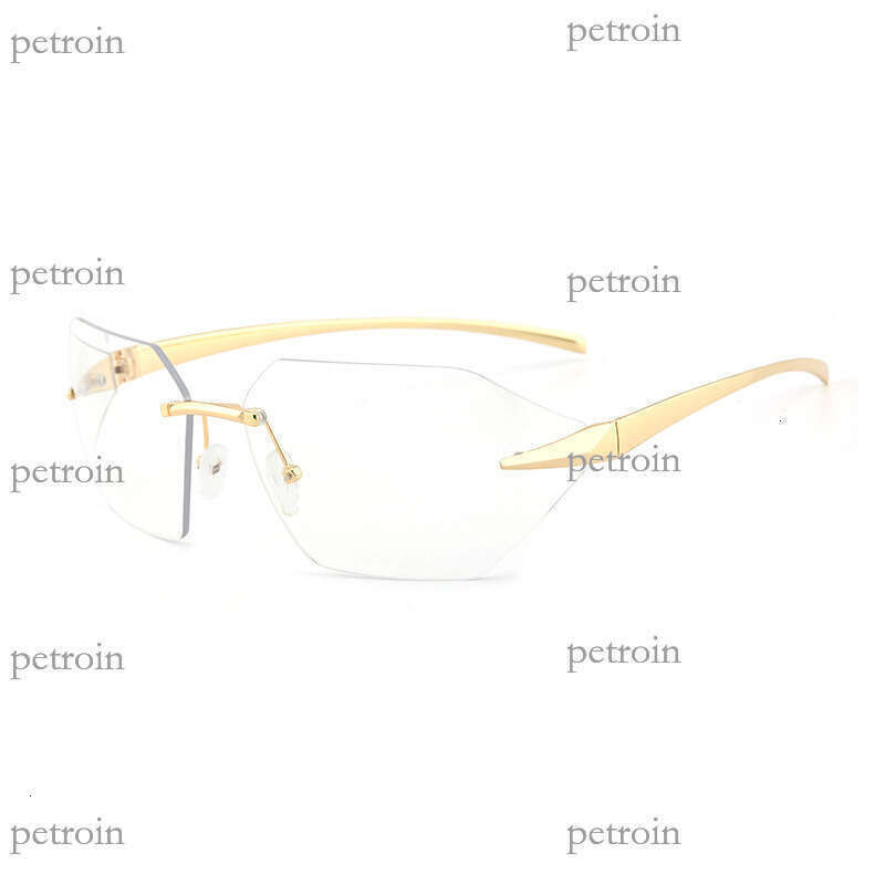 New Frameless Cut Edge Fashion for Men and Women, High-end Personality Curved Street Style Trendy Sunglasses