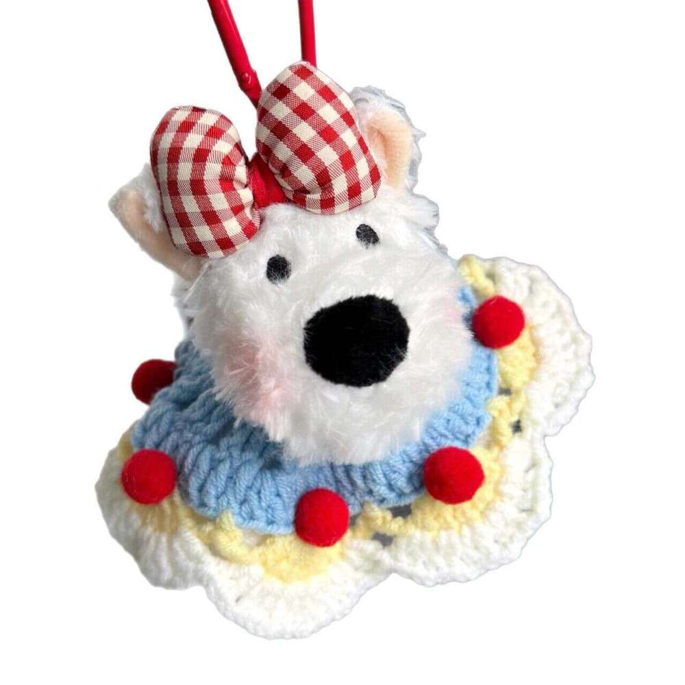 New West Highland Terrier Scribbled Puppy Snow White Scarf Keychain Cartoon Plush Doll Bag Pendant