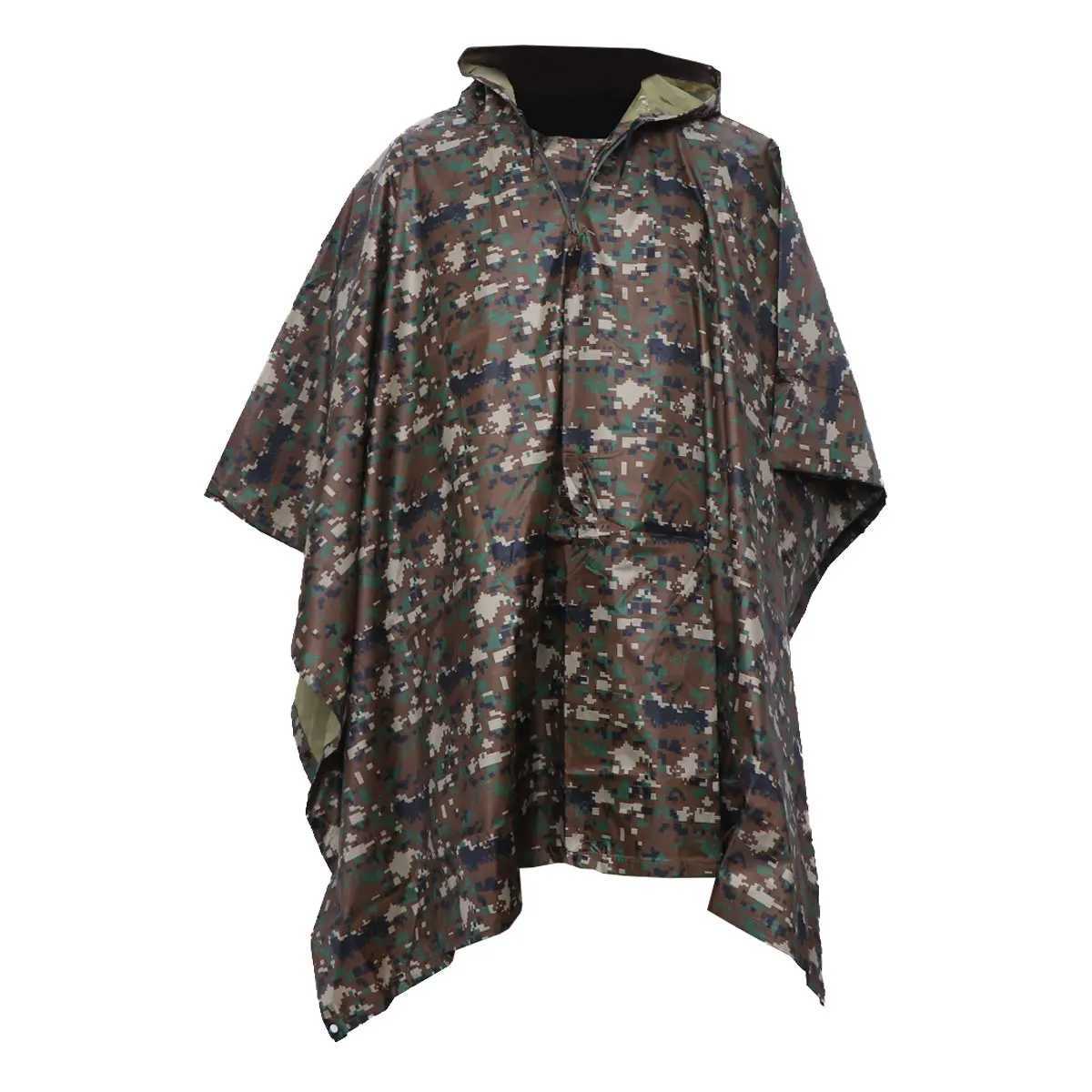 Camouflage Raincoat Cloak Waterproof Multifunction Adults Man Suit Hiking Fishing Hunting Outdoor Activities Poncho Tent Mat Y250814