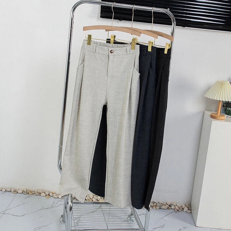 Plus Size Suit Pant 2024 Autumn Winter Arrivals High Elastic Waist Korean Fashion Pants And Trouser 250808