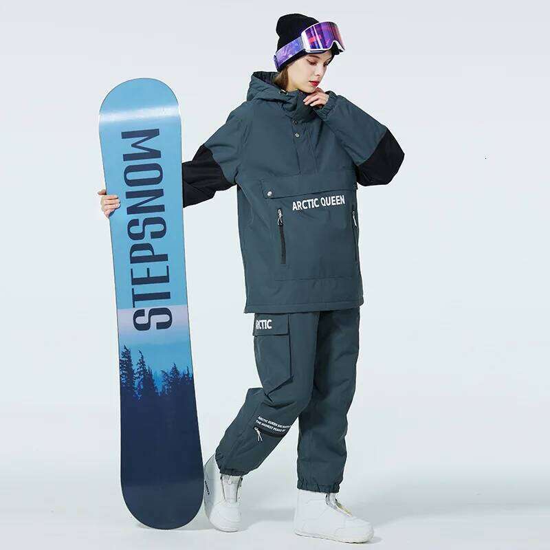 New Men Women Snowboarding Couple Ski Hoodie Set Winter Windproof Waterproof Skiing Suit Male Female Outdoor Snowsuit
