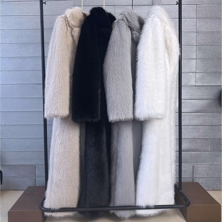 Winter New Fashion Faux Fur Coat For Women Solid Color High-end Casual Cardigan Long Jacket Female Trendy