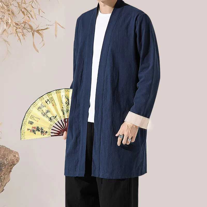 Mens Trench Coat Jacket Plus Size 4XL 5XL Kimono Casual Long Cardigan Jacket Male Solid Autumn Outerwear Tops Mens Jacket W250815