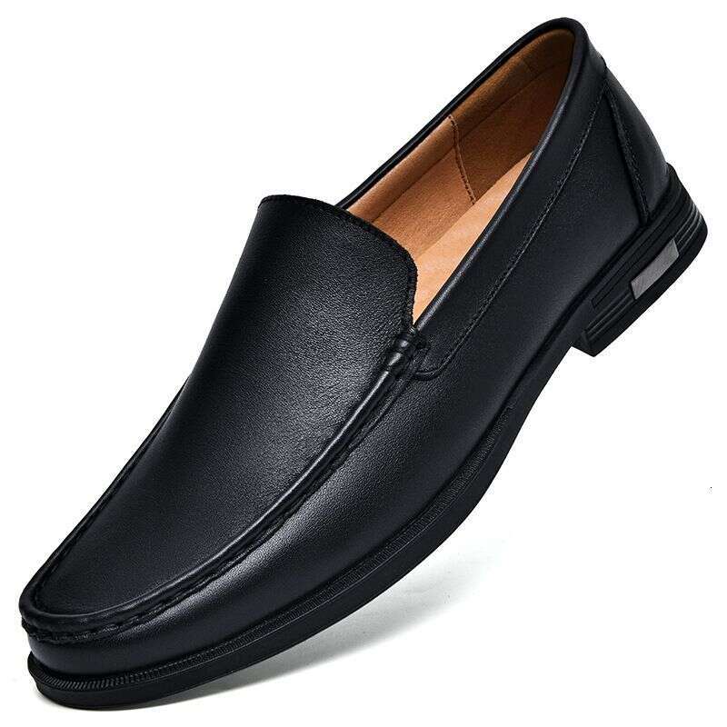 Men's plus-size 45 soft-soled soft-top cowhide loafers 46 breathable hollowed-out feet small size