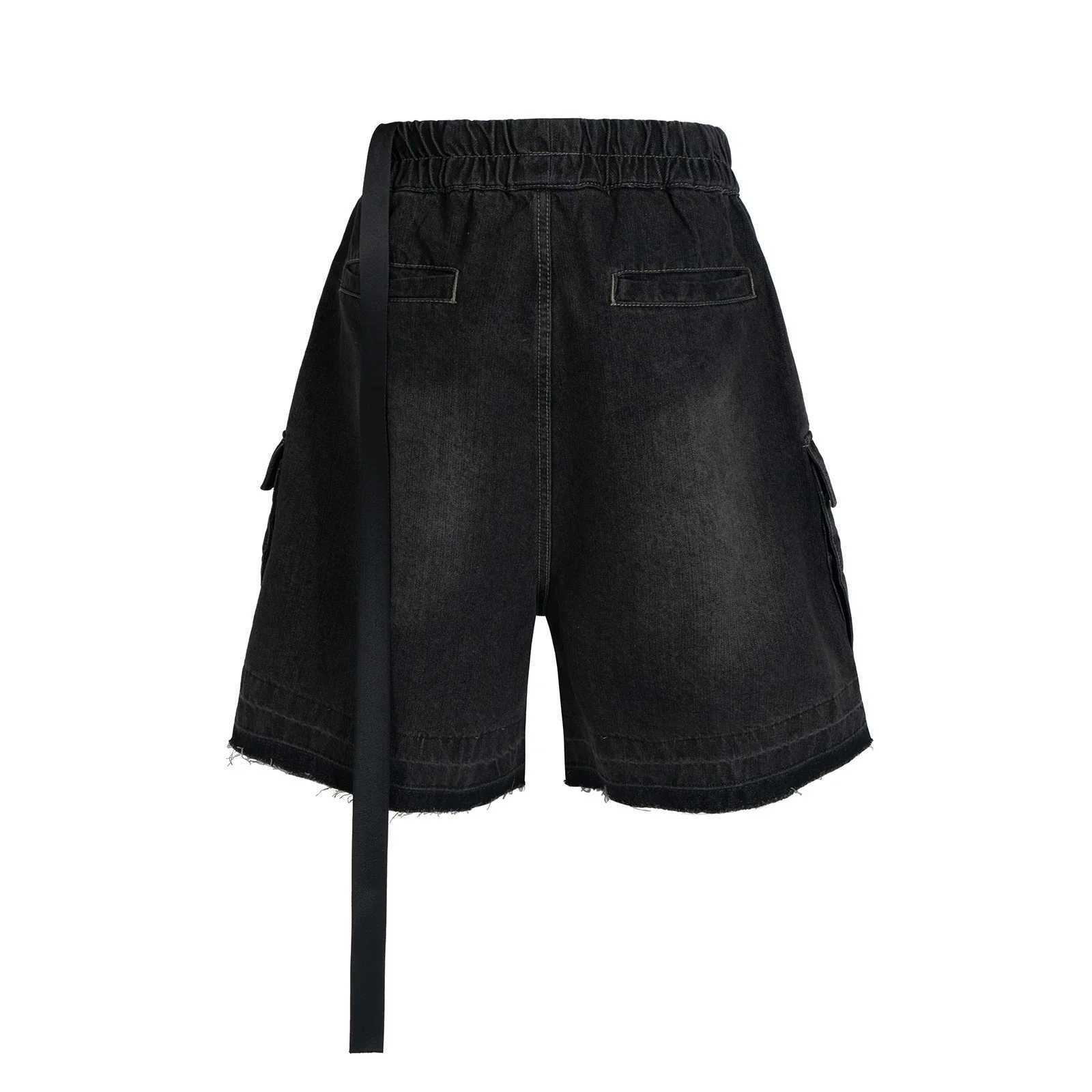 Gothic street jeans with multiple pockets mens shorts wide-legged loose nine-quarter pants knee-length pants loose casual pants Y250814