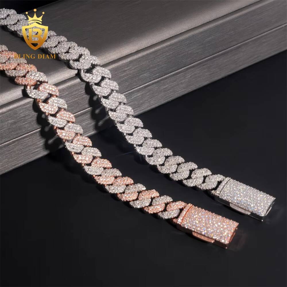 Customized 10MM Hip Hop Jewelry 925 Sterling Silver Moissanite VVS Diamond Cuban Chain Bracelet