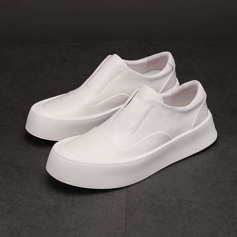 Casual Leather Made Of Men's Genuine Leather, Breathable, Wear-resistant, Versatile, Korean Style Trendy Shoes, White