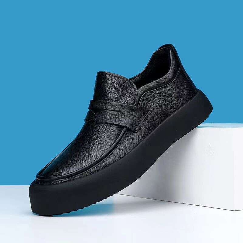 Spring Genuine Versatile Trendy Fit Casual Leather Men's Bean Shoes: One Step Lazy Lefu Shoes