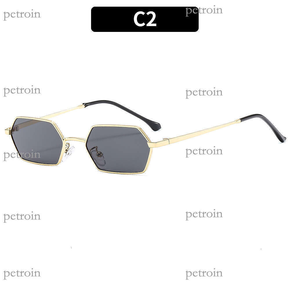 New Metal Small Frame Polygon for Women, Ins High-End Street Style Sunshade Sunglasses