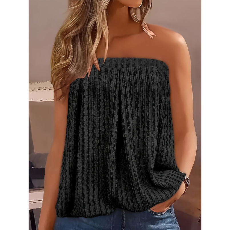 Women's Off-Shoulder Striped Tank Top - Breathable Design, Casual Chic for Spring, Summer, and Autumn, Machine Washable, Seasonal Fashion, Qualit