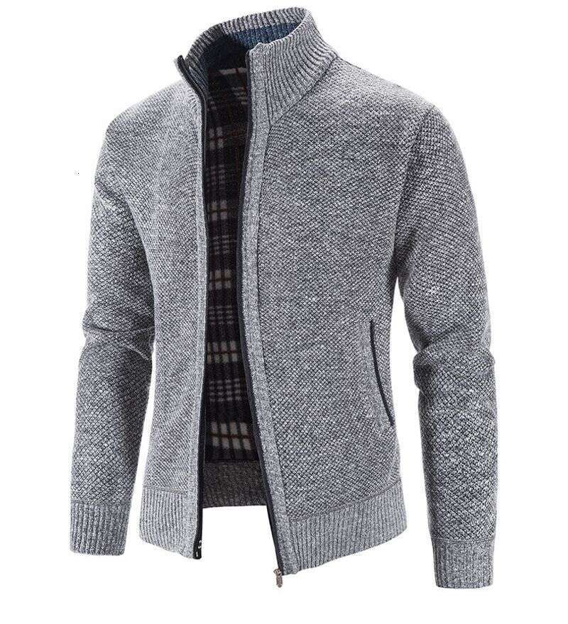 Men's Fleece Thick Knit Slim Sweater Coat Youth Cardigan