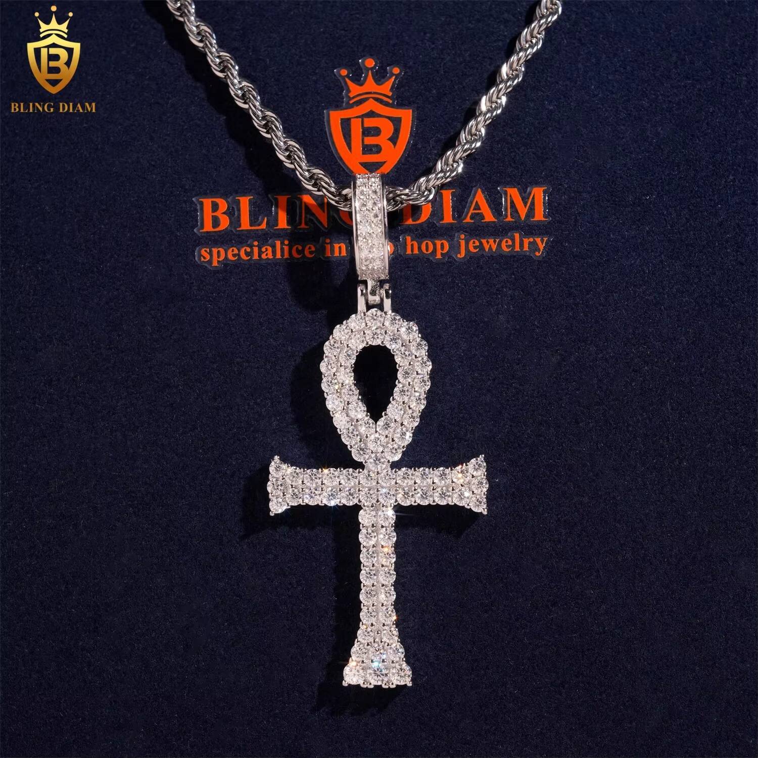 High Quality Fashion Jewelry 925 Sterling Silver Diamond VVS Moissanite Cross Pendant