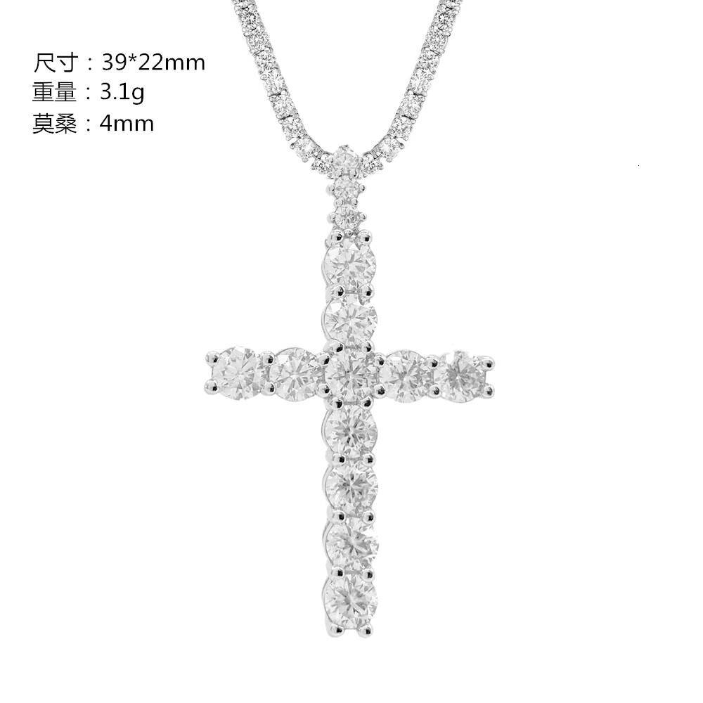 Custom Pass Testter Vvs Moissanite Diamond Iced Out Christian Cross Pendant Gold Plated 925 Silver Custom Fine Jewelry for Men
