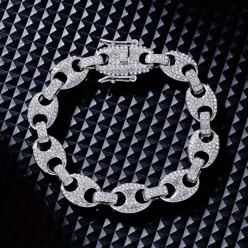 MOXI Hot-Selling Hip-Hop Rapper Personality Temperament High-End Non-Fading Copper Inlaid Zircon Bracelet