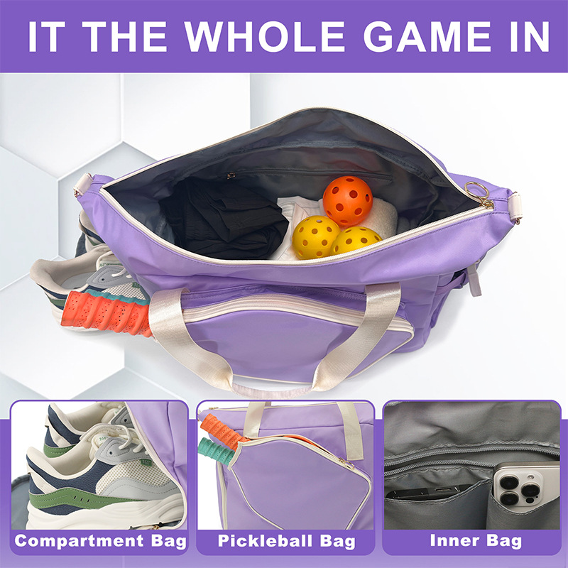 Pickleball Tote Sling Bag for Women/Men/Boy/Girl,Large Capacity,Adjustable Shoulder Strap with Fence Hook Accessories
