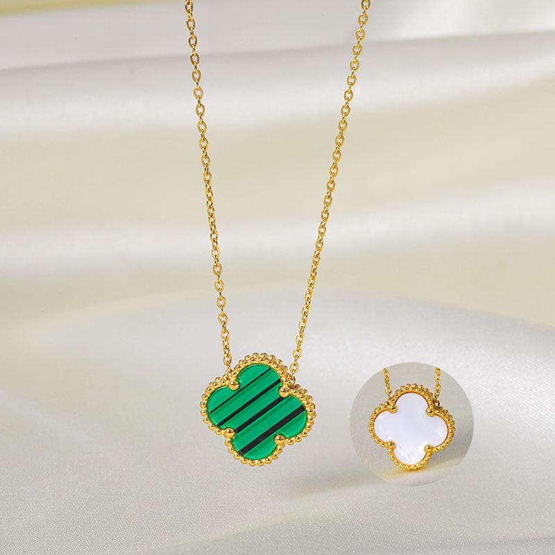 Four-leaf Clover Necklace High Version V Gold Craft Women Non-Fading Two-Way Wear Natural Mother-of-Pearl High-End Accessory Jewelry for Women