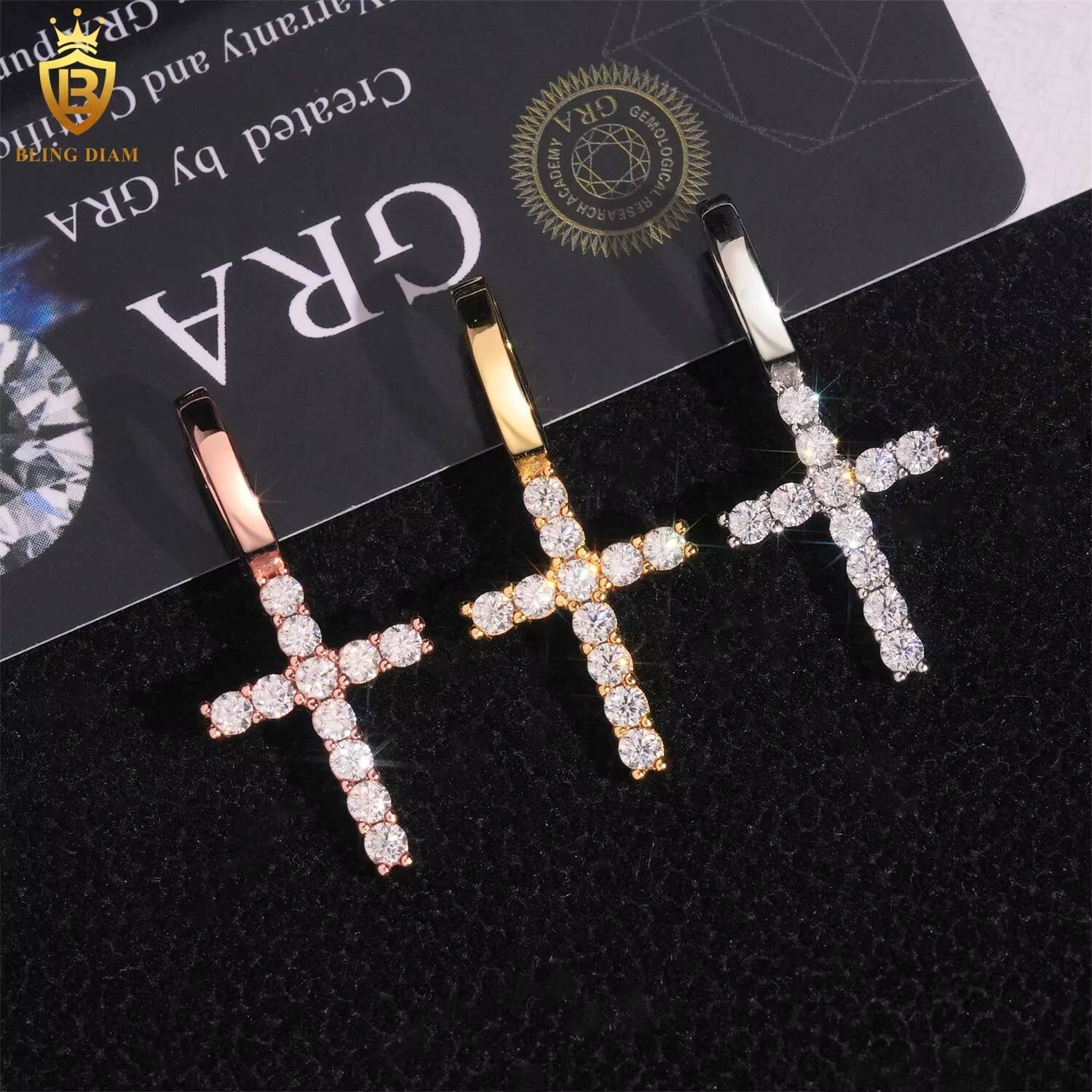 Factory Price 925 Sterling Silver VVS Moissanite Custom Hip Hop Diamond Cross Pendant