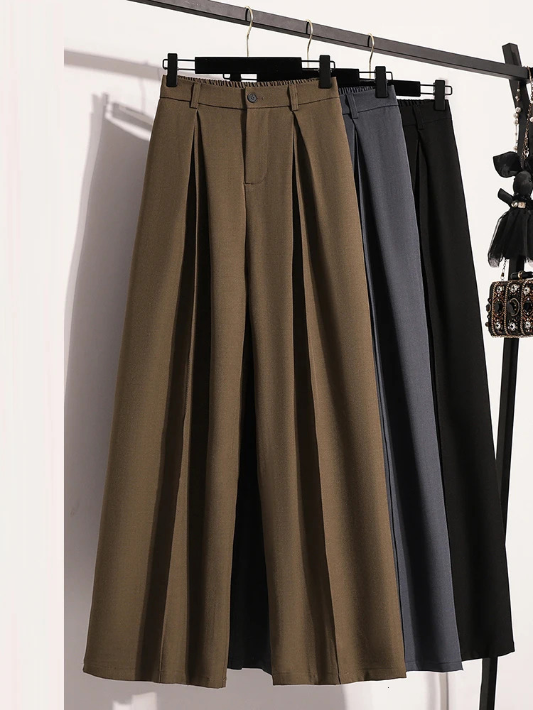 Plus Size Pant 2024 Autumn Wide Leg Loose Suit Pnats Female Korean Fashion Style Large Trouser 250808