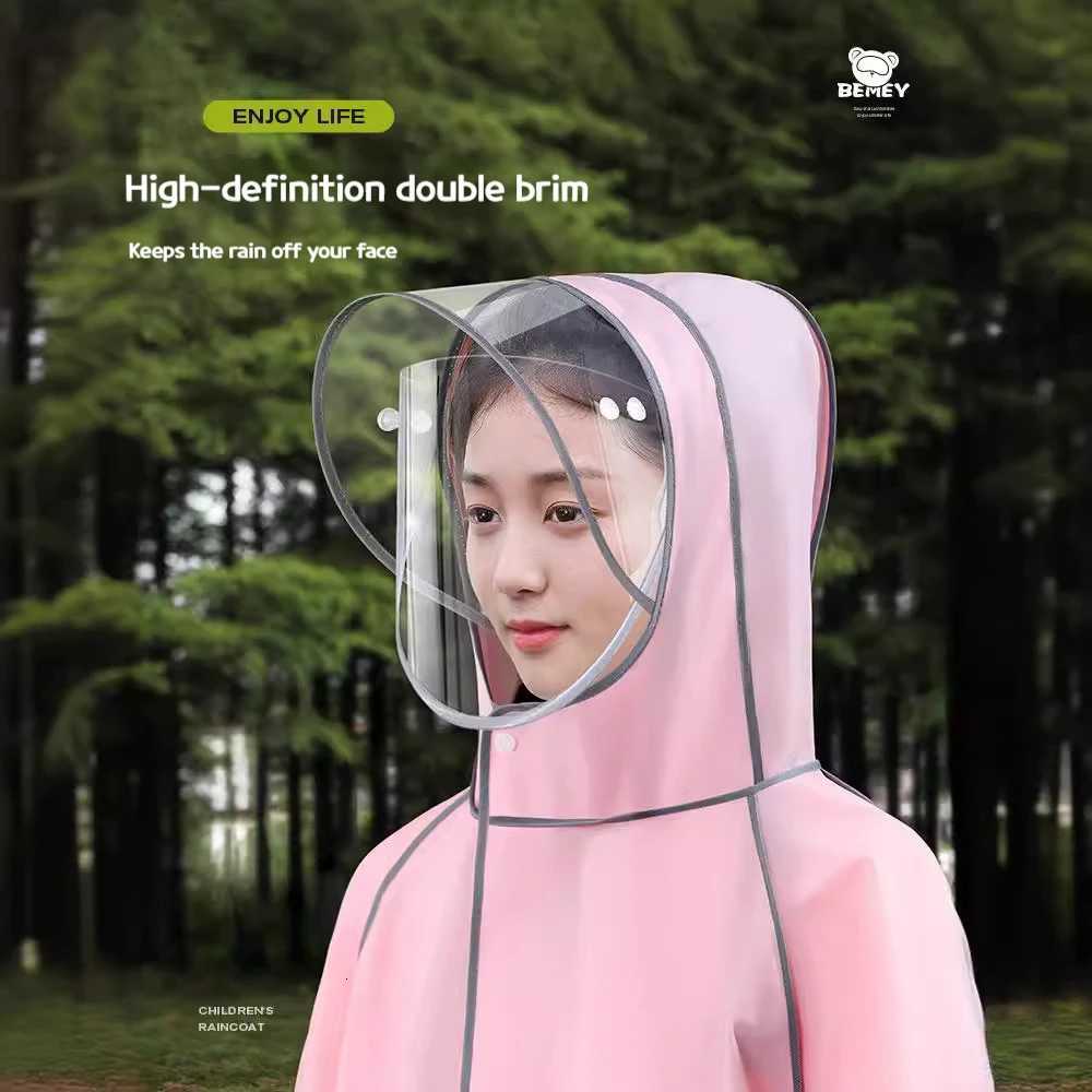 Long full body rainstorm proof childrens raincoat for junior high school students to go to school by bike Y250814