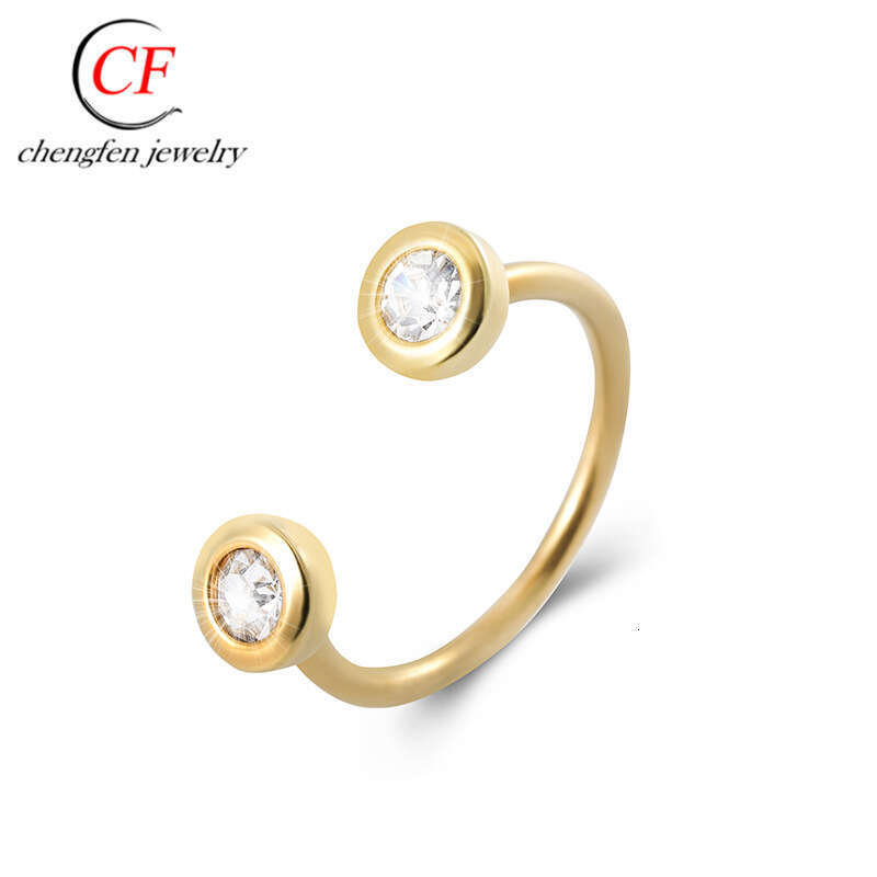 Stainless Steel Zirconia Ring - Minimalist Geometric Band in Gold/Rose Gold/Silver | Unisex Stackable (CFR3363)