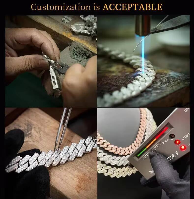 Rapper Hip Hop Cuban Necklace Pass Diamond Tester 925 Solid Silver 6MM 8MM 10MM 12MM Moissanite Cuban Link Chain